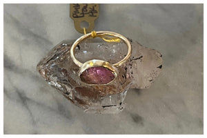Pink Tourmaline Crystal Ring
