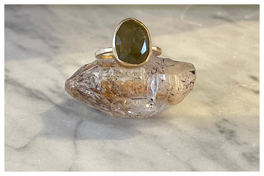 Vesuvianite Crystal Ring
