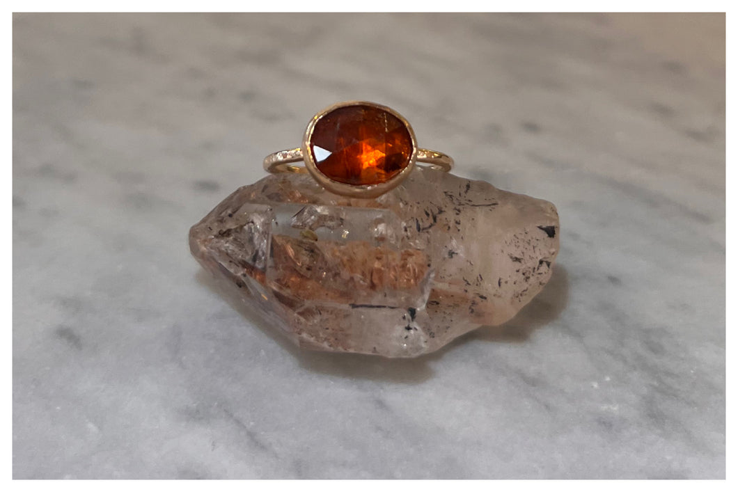 Orange Kyanite Crystal Ring